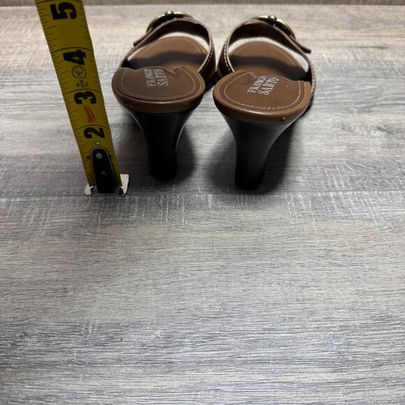 Franco Sarto Brown Leather Heeled Slides with Buckle Accent Women's Size 10 - Picture 3 of 6
